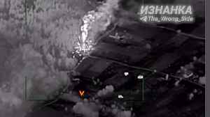 Russian cluster missile strike on a Ukrainian vehicle convoy