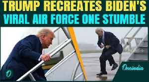 Cameras Catch Trump Tripping on Air Force One — Internet Exposes Double Standards for Mocking Biden [Video]