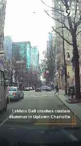 Footage of LaMelo Ball’s car accident in uptown Charlotte.