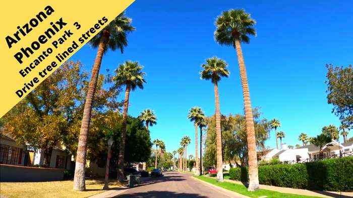 Arizona  Phoenix  Encanto Park area,  Drive down tree lined streets 1