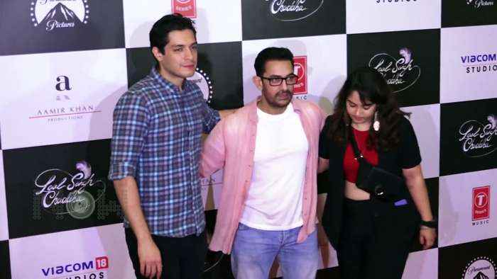 Kiran Rao Missing Aamir Khan With Ira And Junaid Pose At The Special Screening Of Laal Singh Chaddha