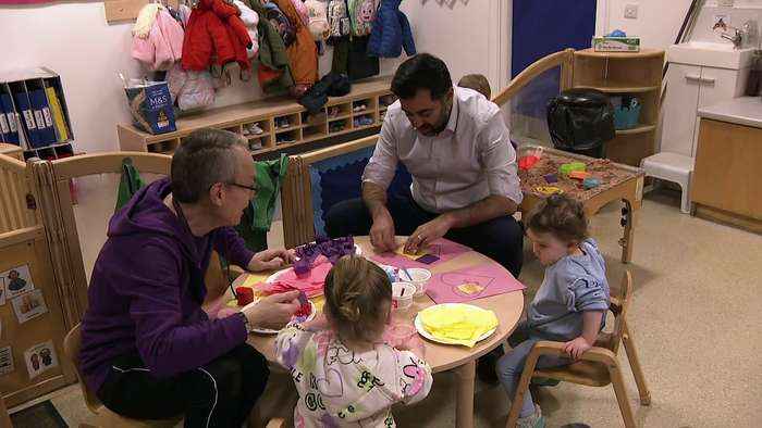 Humza Yousaf visits childcare centre in Glasgow