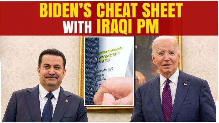 Biden Seen Using Cheat Sheet with Written Remarks in Meeting with Iraqi PM, Video Viral| Oneindia