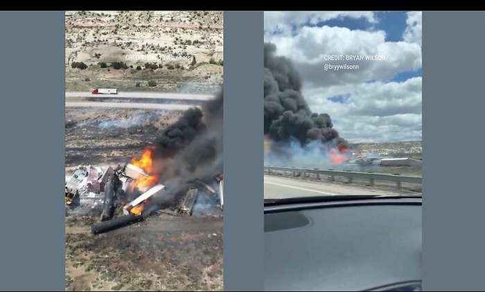 ⚠️ Train derailment near Arizona / New Mexico border. Propane tanks on multiple cars.