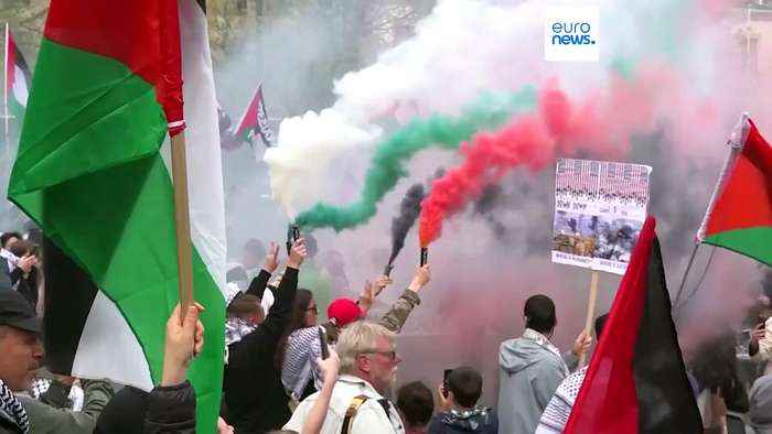 Pro-Palestinian protesters march against Israel's participation in Eurovision