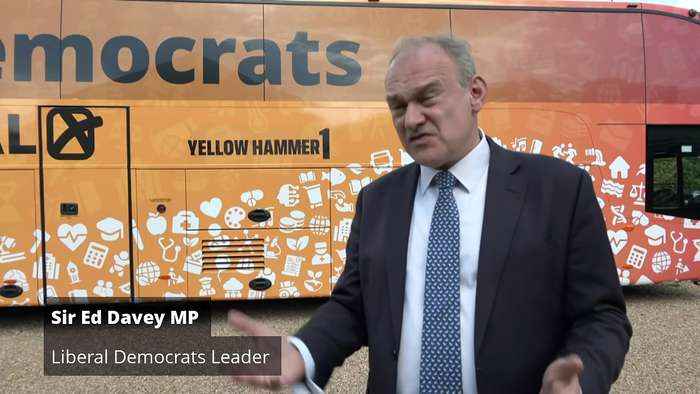 Sir Ed Davey launches election campaign battle bus