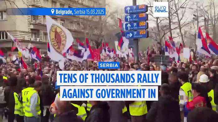 Mass protest in Belgrade against President Vucic's government