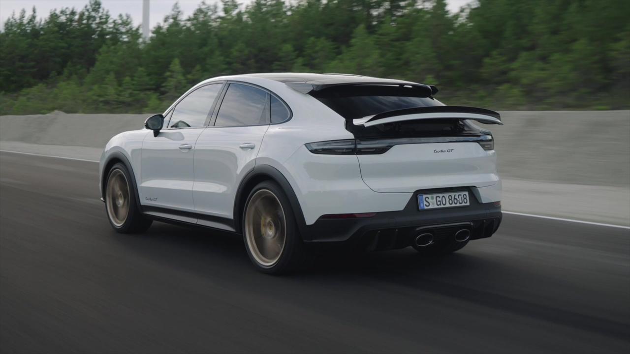 The new Porsche Cayenne Turbo GT White Driving Video