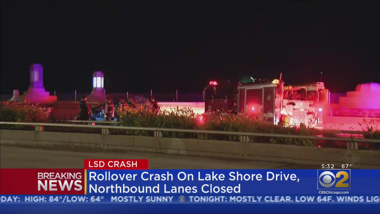 Northbound lanes on Lake Shore Drive are closed due to a rollover crash early Wednesday morning.
