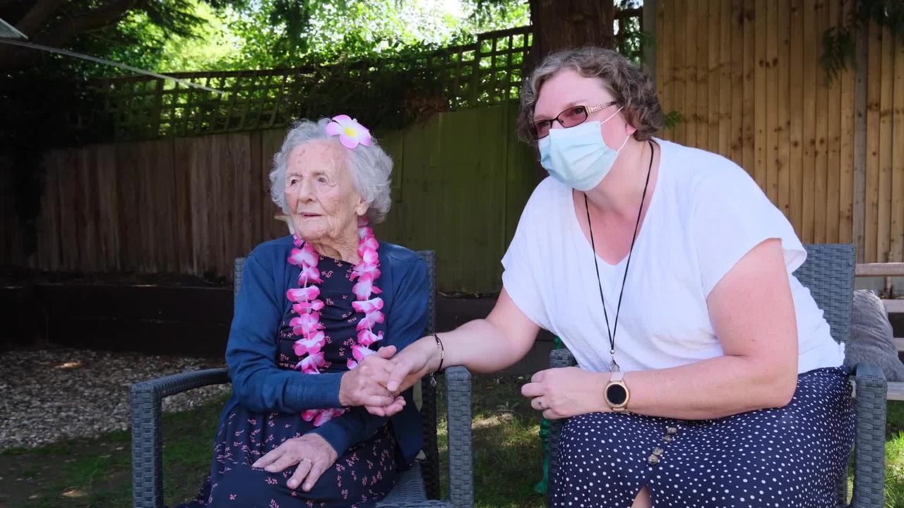 UK woman celebrates her 108th BIRTHDAY with friends and family
