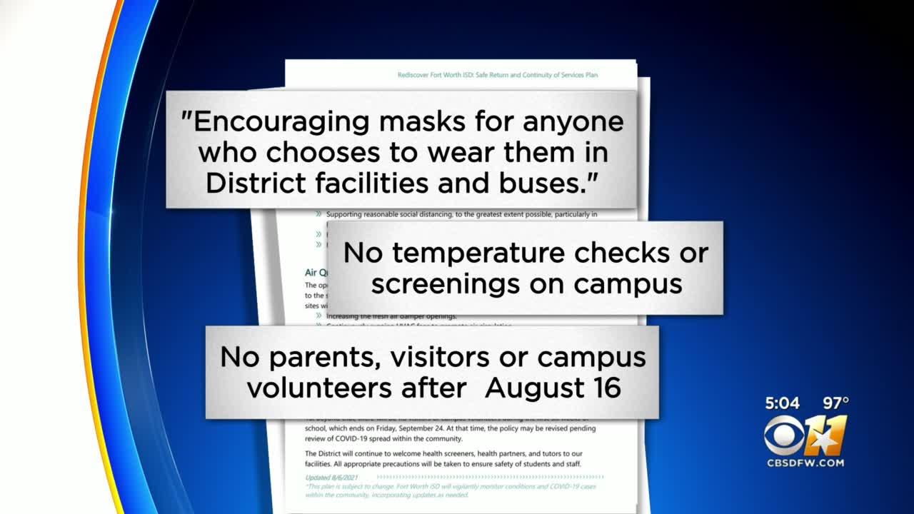 Mask-Wearing 'Strongly Encouraged' By Fort Worth ISD, But No Mandate