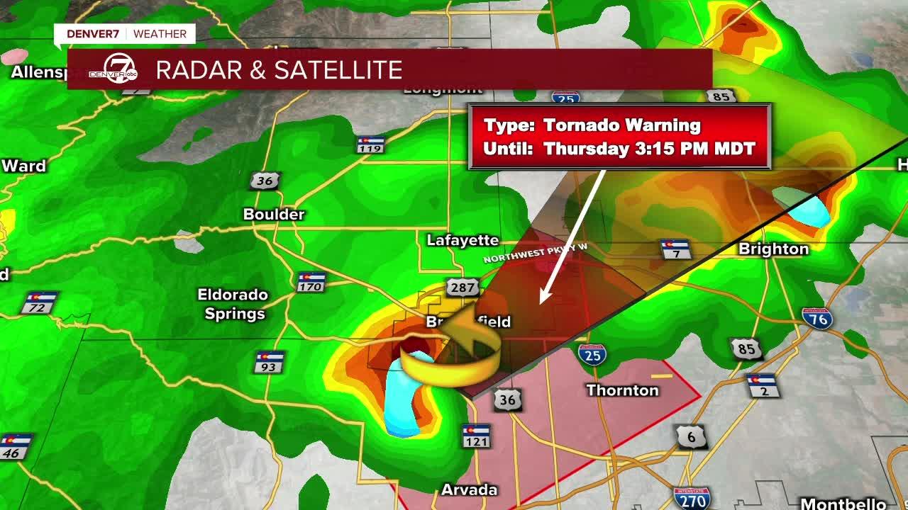 Tornado warning issued for northern Denver metro area