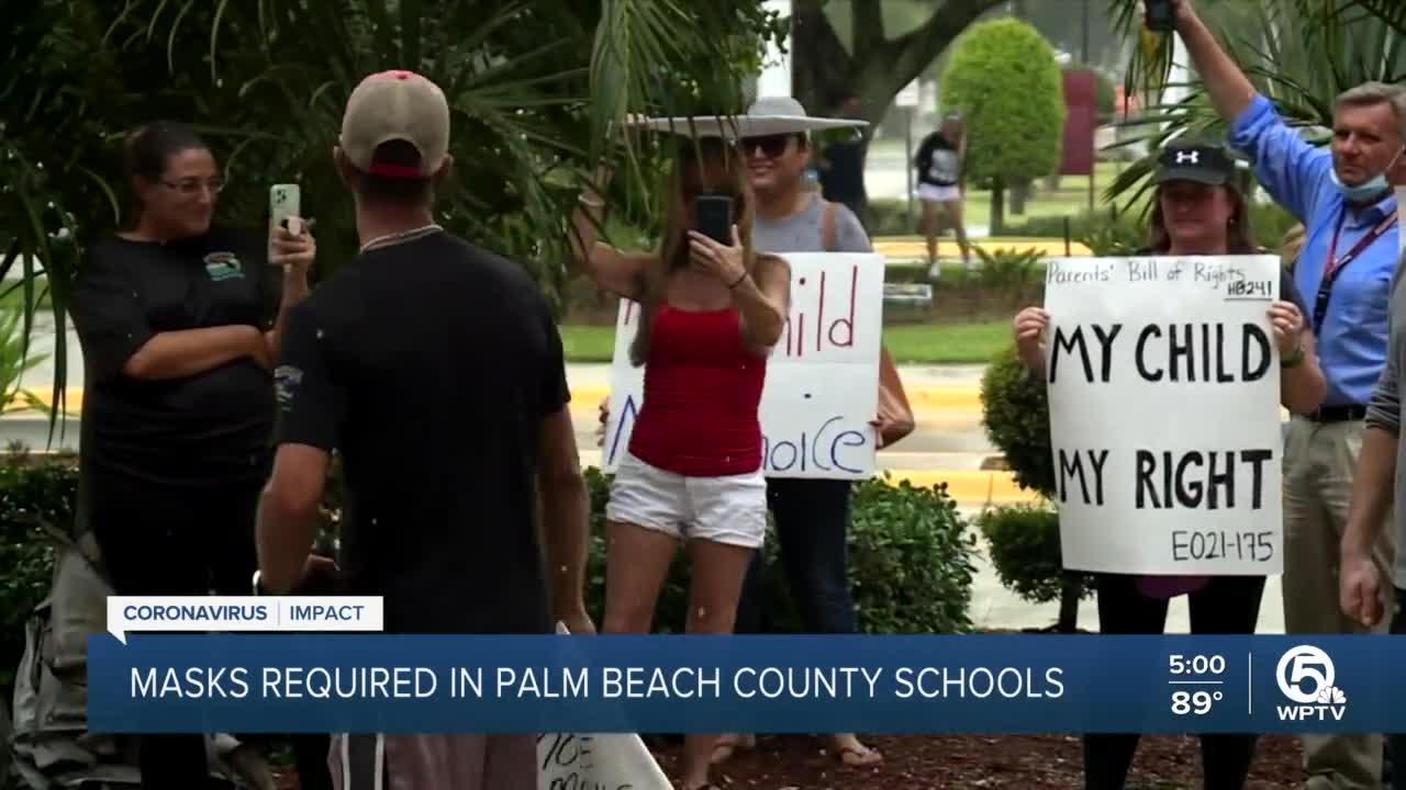 Parents protest School District of Palm Beach County's face mask mandate
