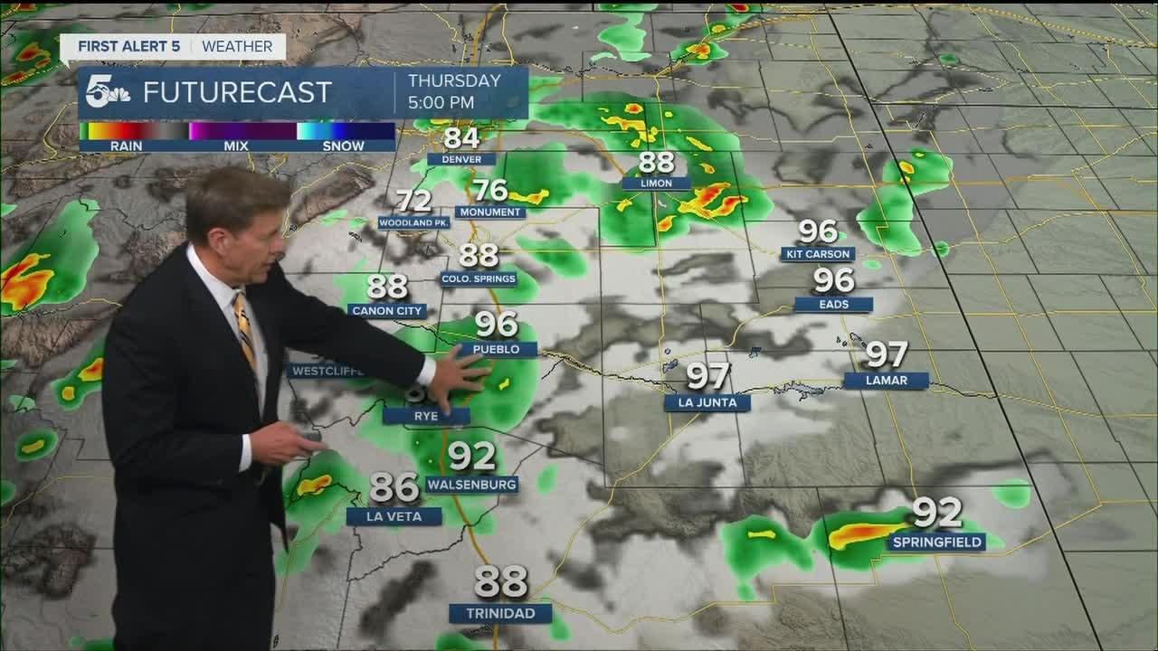 Hot with isolated thunderstorms across southern Colorado