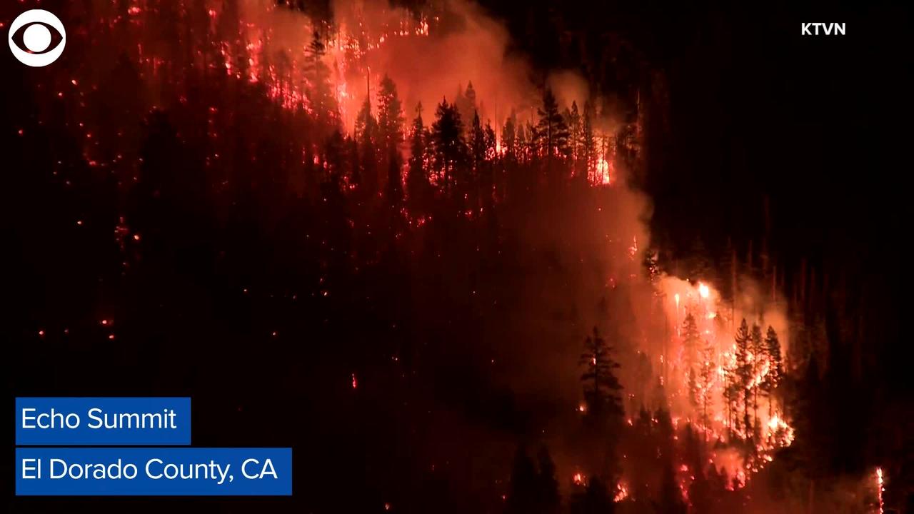 WEB EXTRA: Caldor Fire Burning In California Early Tuesday morning