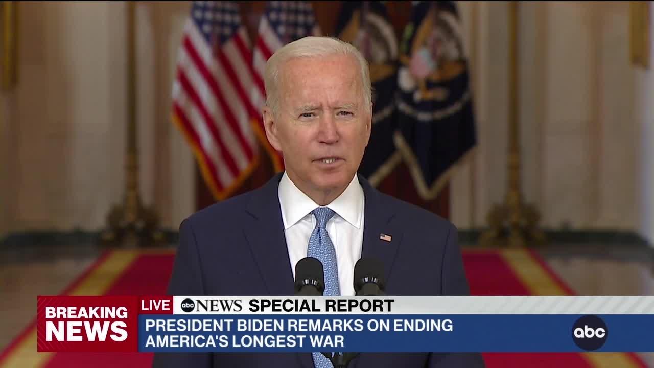 Biden delivers remarks on end of war in Afghanistan, efforts to evacuate those who remain