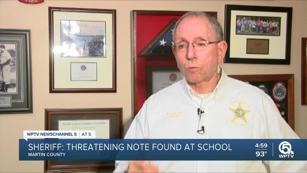 Sheriff: Threatening note found at school