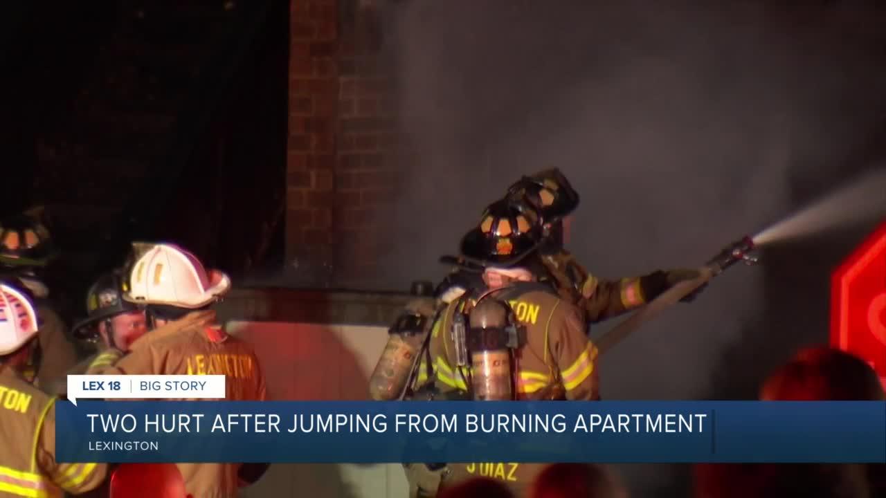 Two hurt after jumping from burning apartment