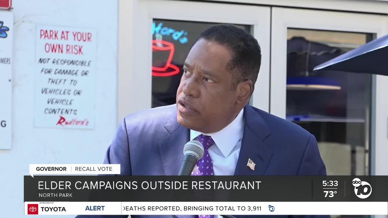 Recall candidate Larry Elder makes campaign stop in North Park