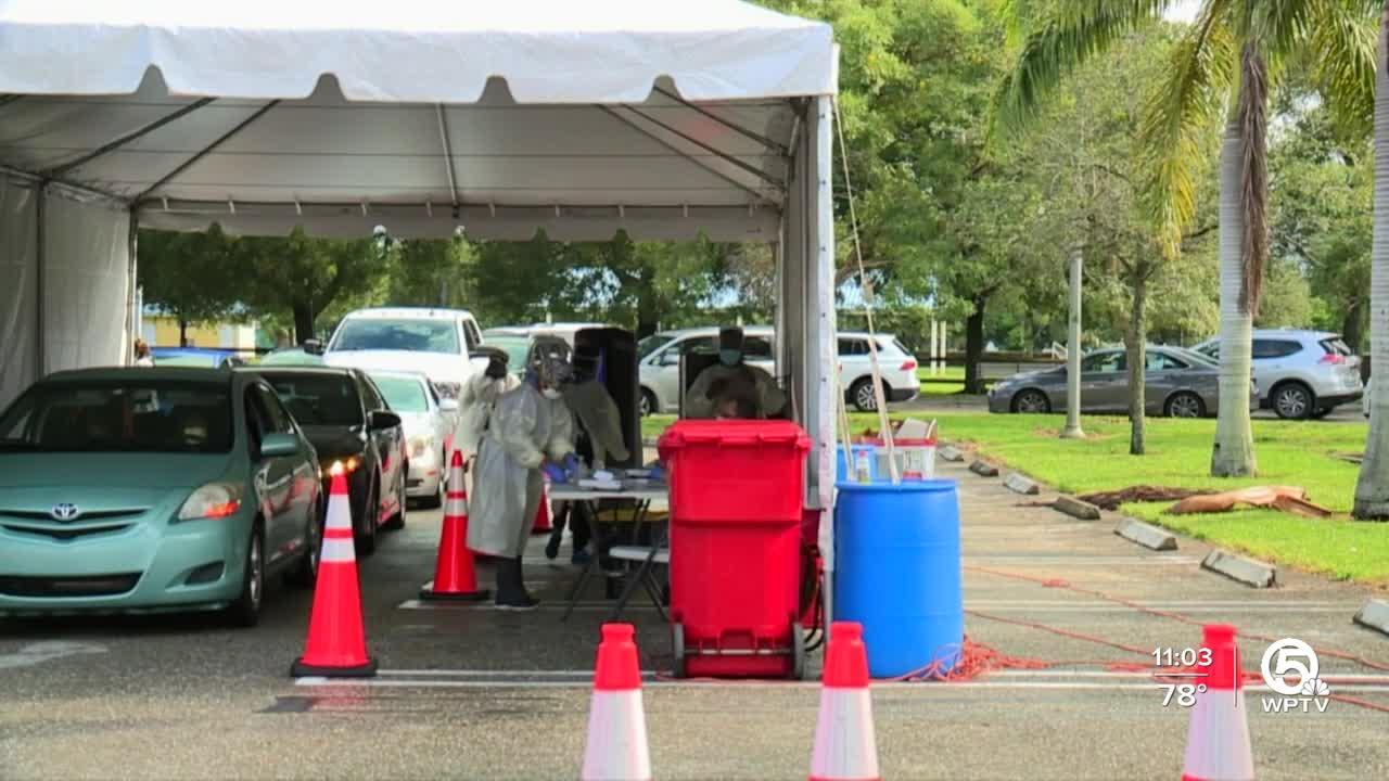 Drive-thru COVID-19 testing site in West Palm Beach has active Saturday