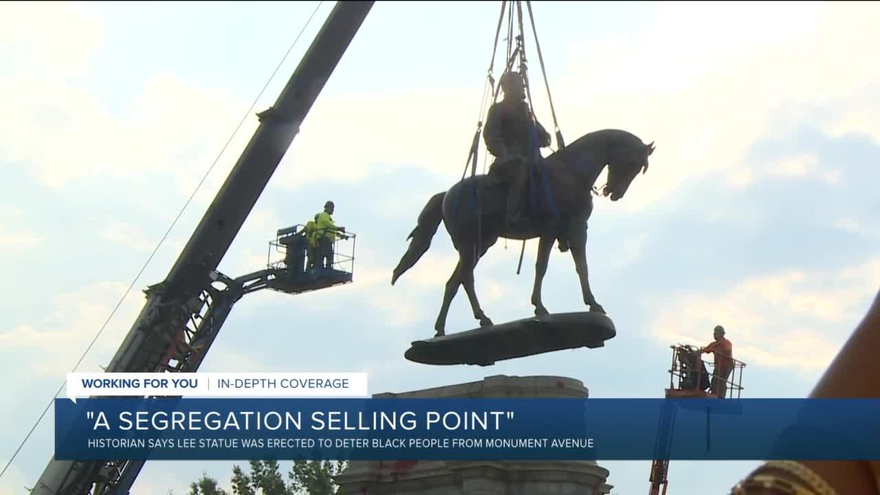 Historian says Robert E. Lee statue was erected to deter Black people from Monument Avenue