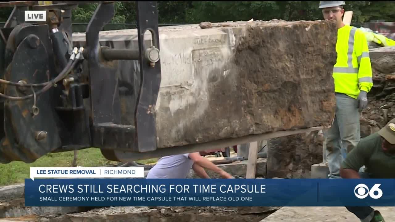 Lee statue time capsule search: 8,000-pound cornerstone removed after 10 hours