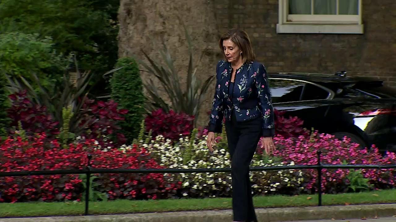 Nancy Pelosi arrives at Downing Street for PM meeting