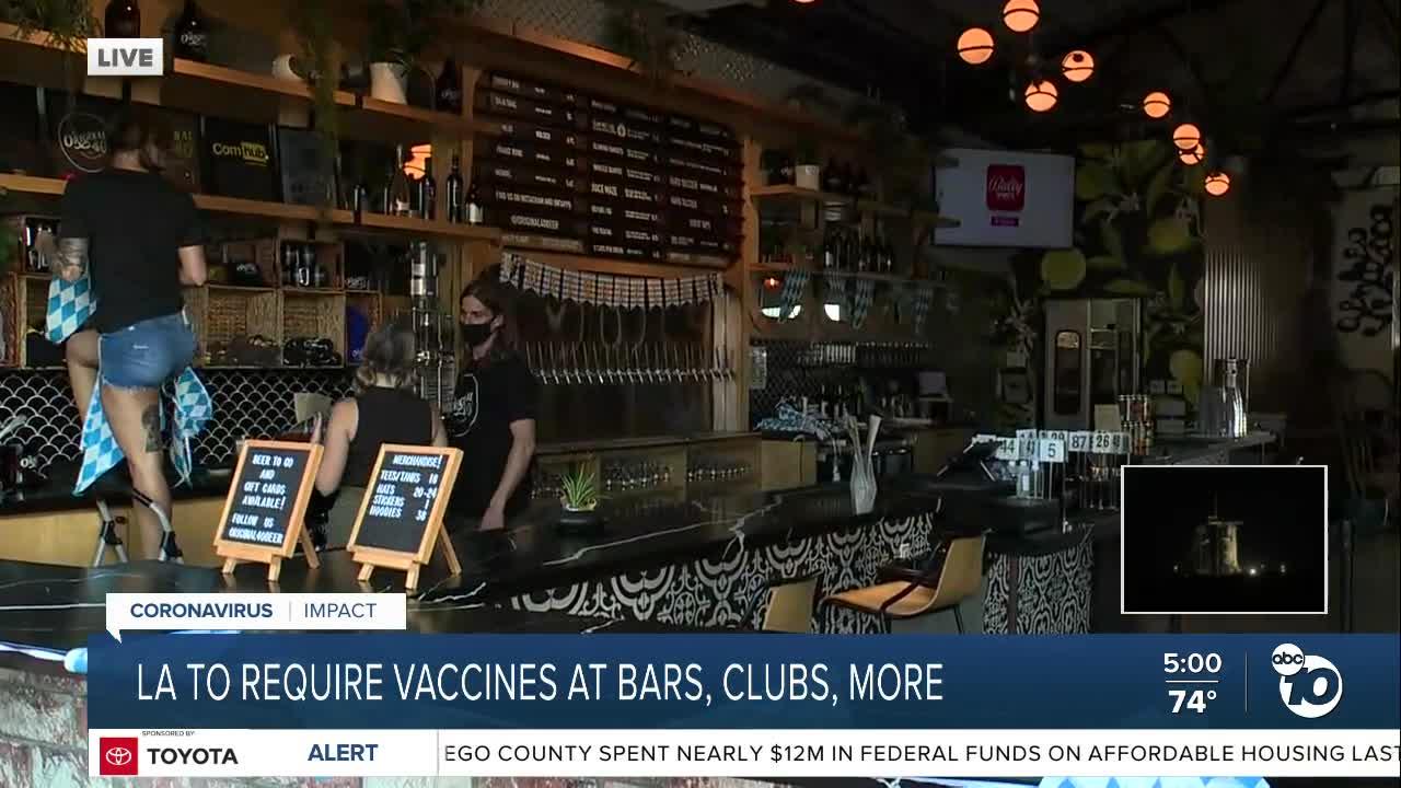 Los Angeles County to require COVID vaccine/test for outdoor events, vaccines at indoor bars (2)