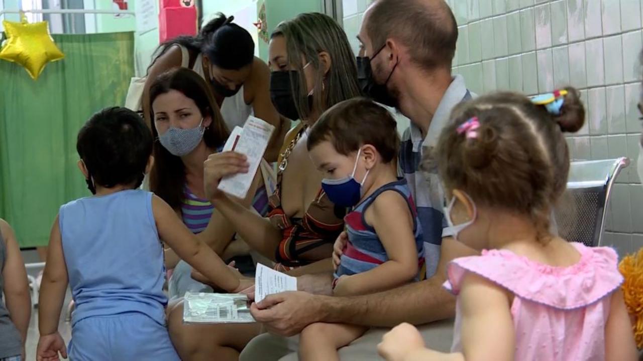 Toddlers receive vaccine at clinic in Cuba. See inside