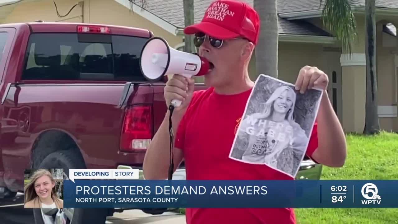 Community demands answers from Laundrie family, hold protest outside North Port home