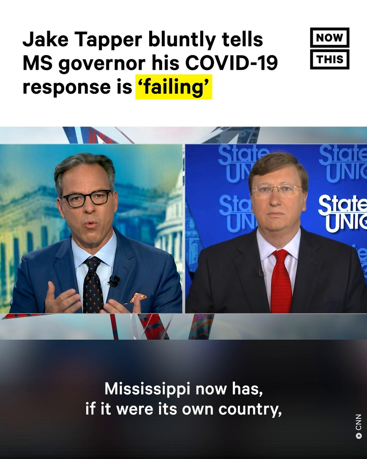 Jake Tapper Calls Out Mississippi Gov Over COVID-19 Response