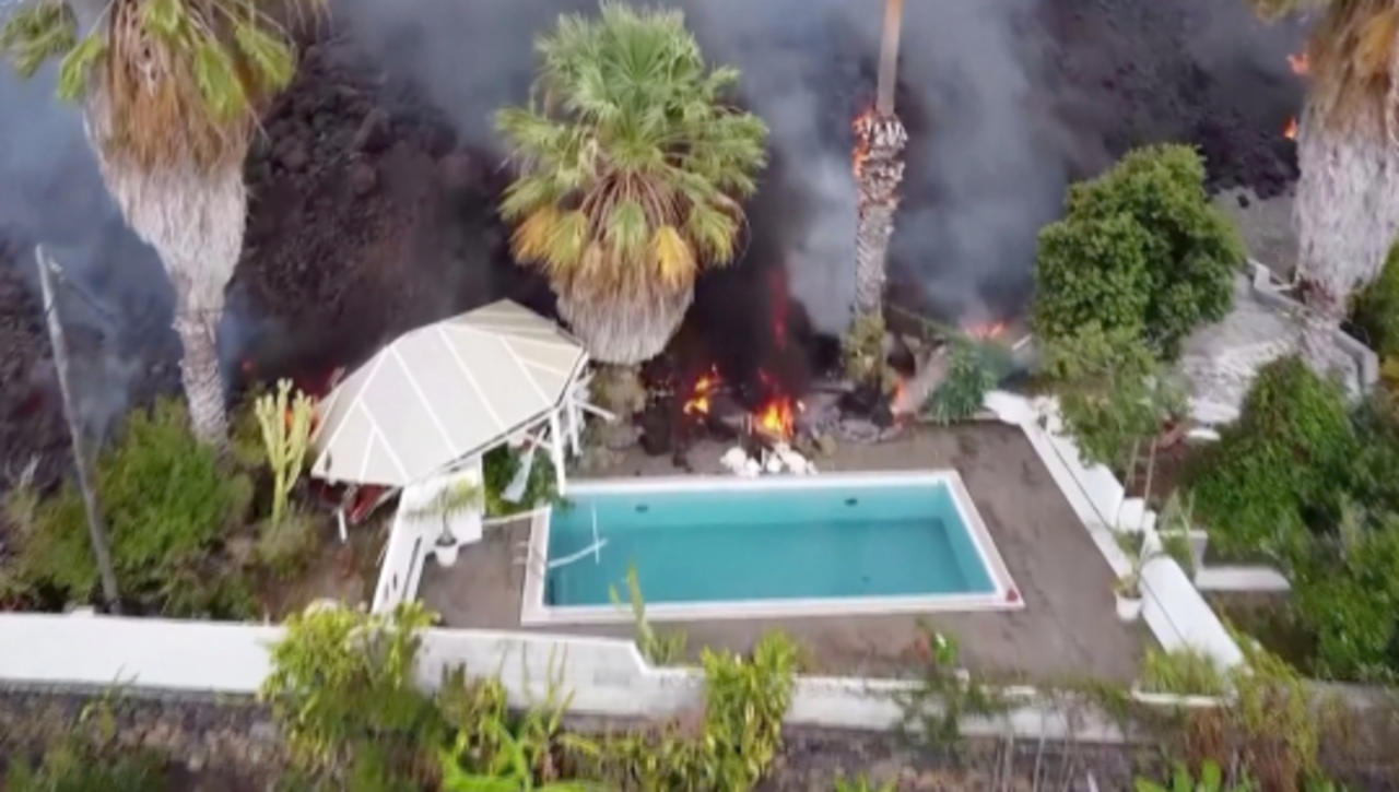 Must See! La Palma Lava Flows Into a Residential Pool, Vaporizing It Instantly