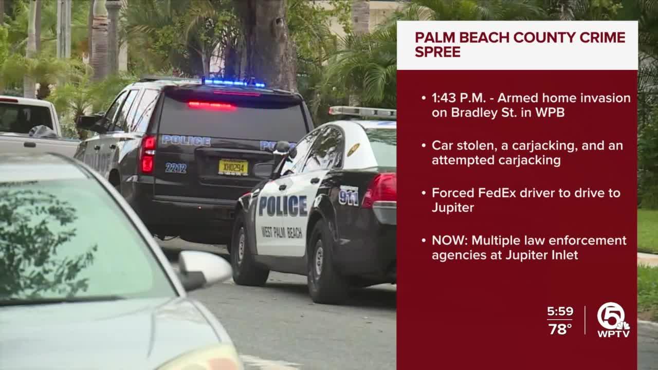 Man in custody after crime spree in West Palm Beach