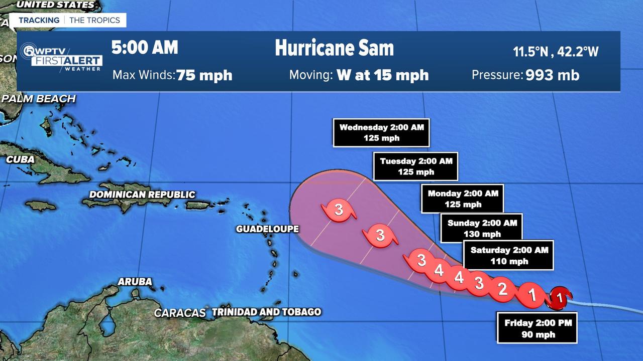 Hurricane Sam forms, expected to reach major hurricane strength over the weekend