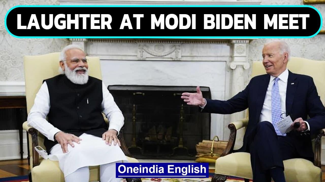 Modi-Biden laugh as they joke about Biden's relatives in India: Watch | Oneindia News