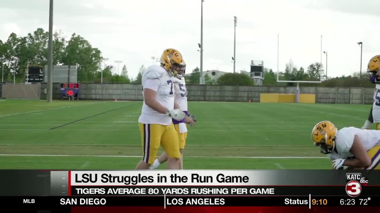 LSU offensive line working to improve ground game