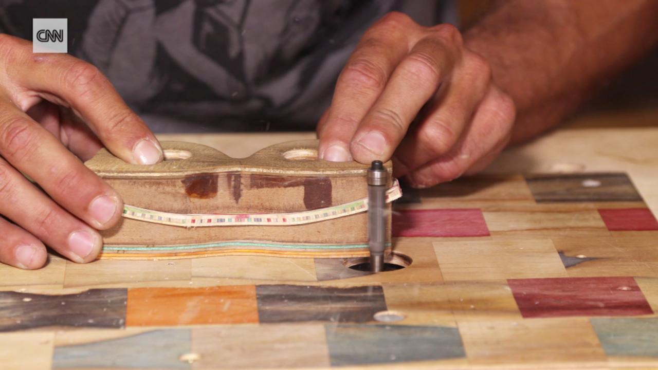 This carpenter is turning old skateboard decks into sunglasses