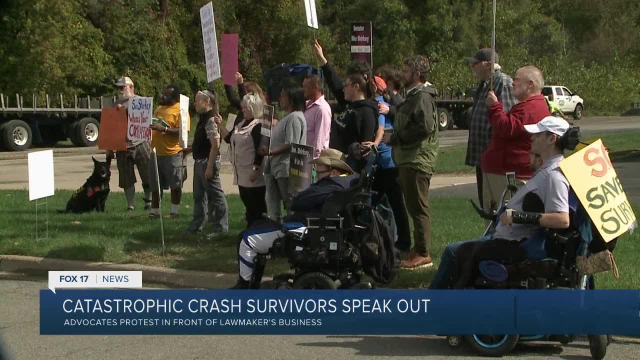Crash Survivors Protest at Business for No Fault Changes