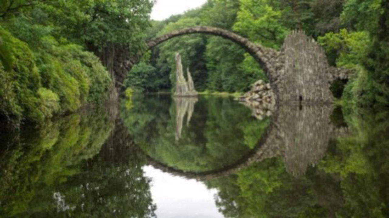 This Amazing German Bridge Forms a Perfect Circle with Reflection