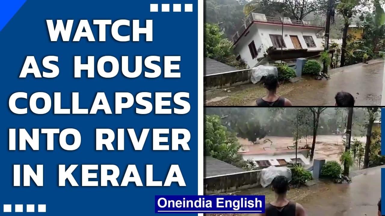 Kerala Rain: House collapses into a river in Mundakayam, Watch video | Oneindia News