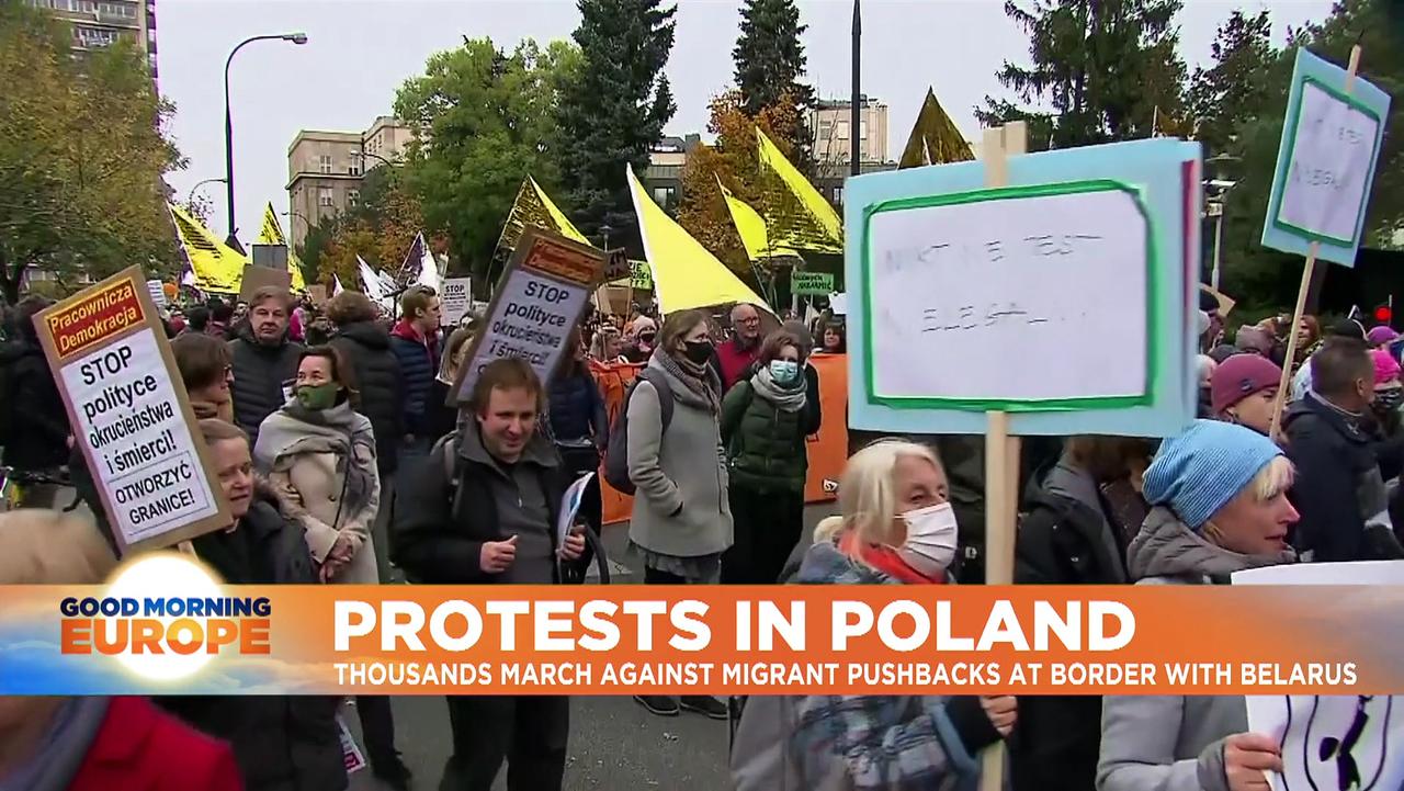 'No one is illegal': Poles protest migrant pushbacks at Belarus border