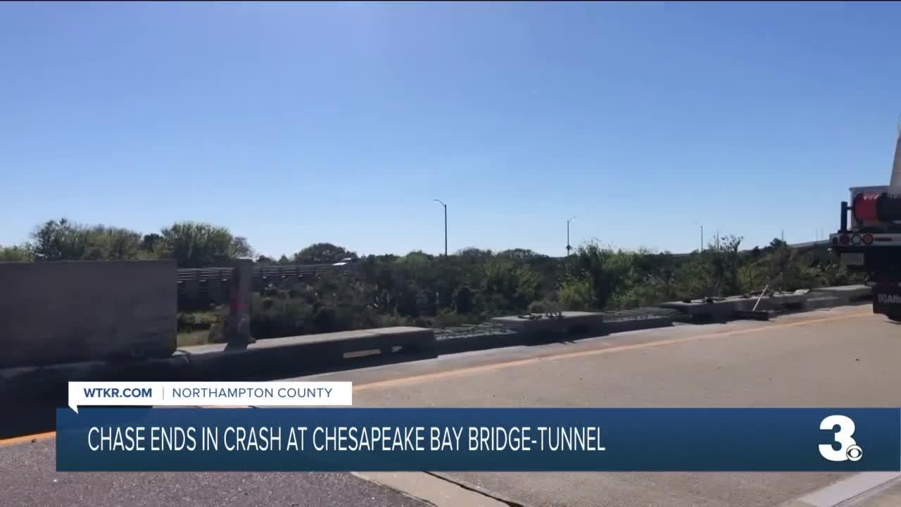 Police chase ends with crash near Chesapeake Bay Bridge-Tunnel