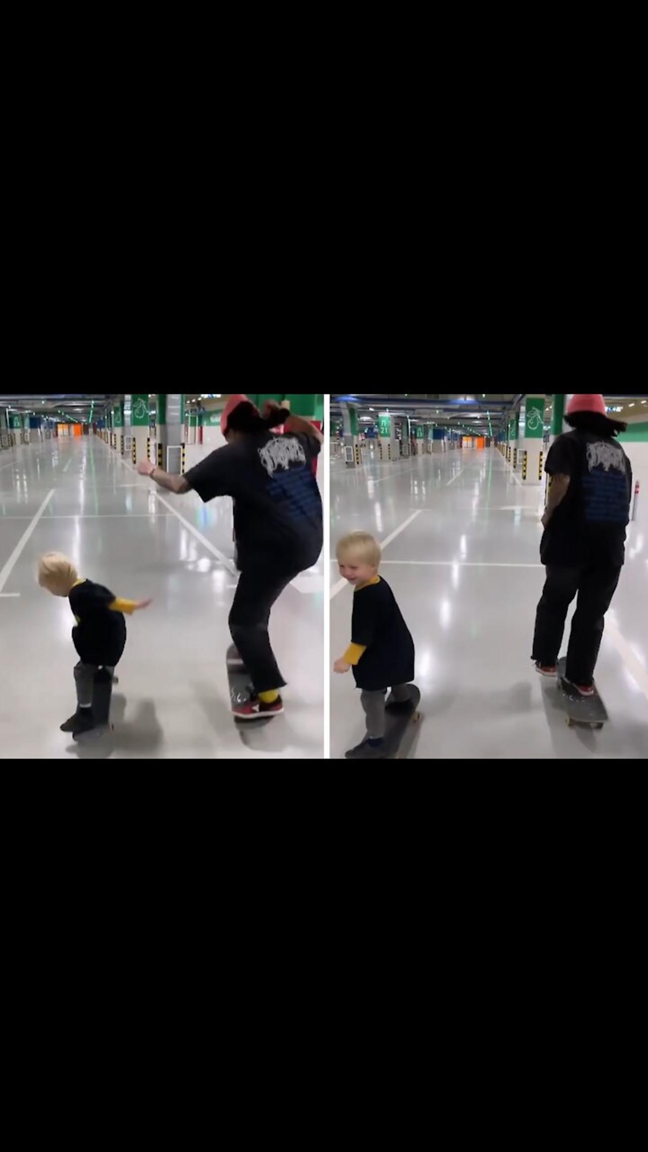 Mom & 3-year-old son show off their incredible skateboarding skills