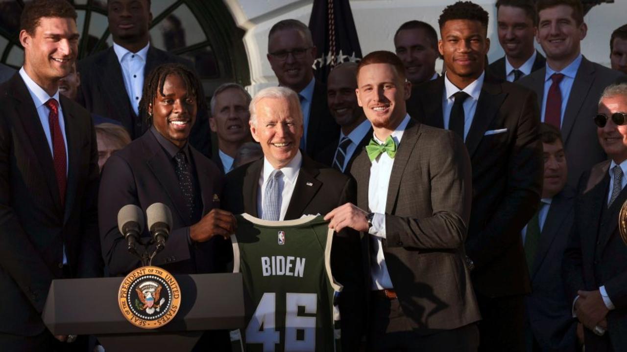 Biden honors NBA champs Milwaukee Bucks at the White House