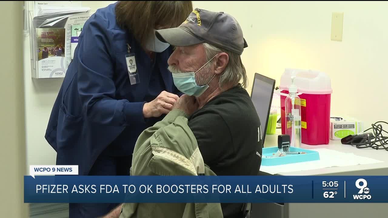 Pfizer asks FDA to OK boosters for all adults