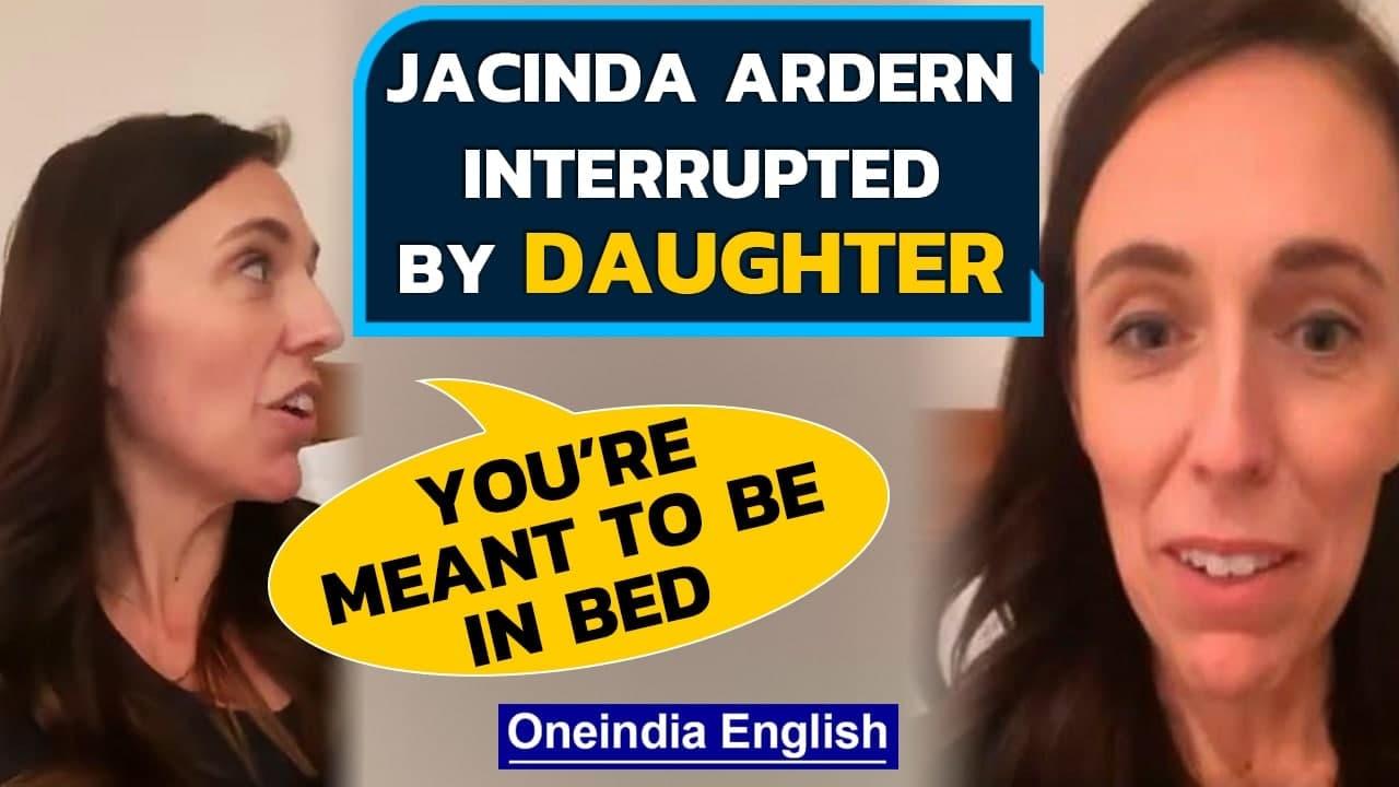 New Zealand PM Jacinda Ardern’s daughter crashes live address, Watch Viral Video | Oneindia News