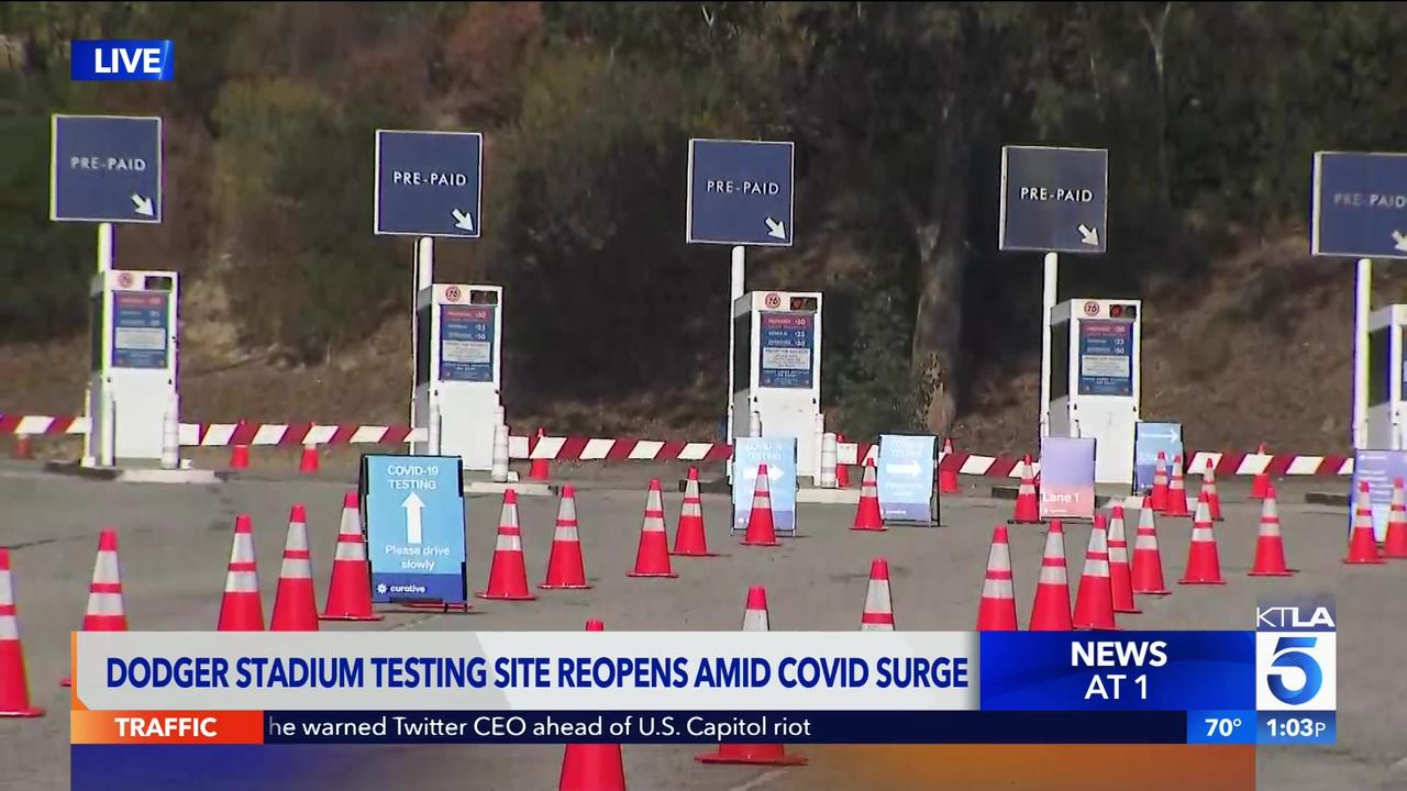 Dodger Stadium COVID testing site reopens amid increased demand, uptick in cases