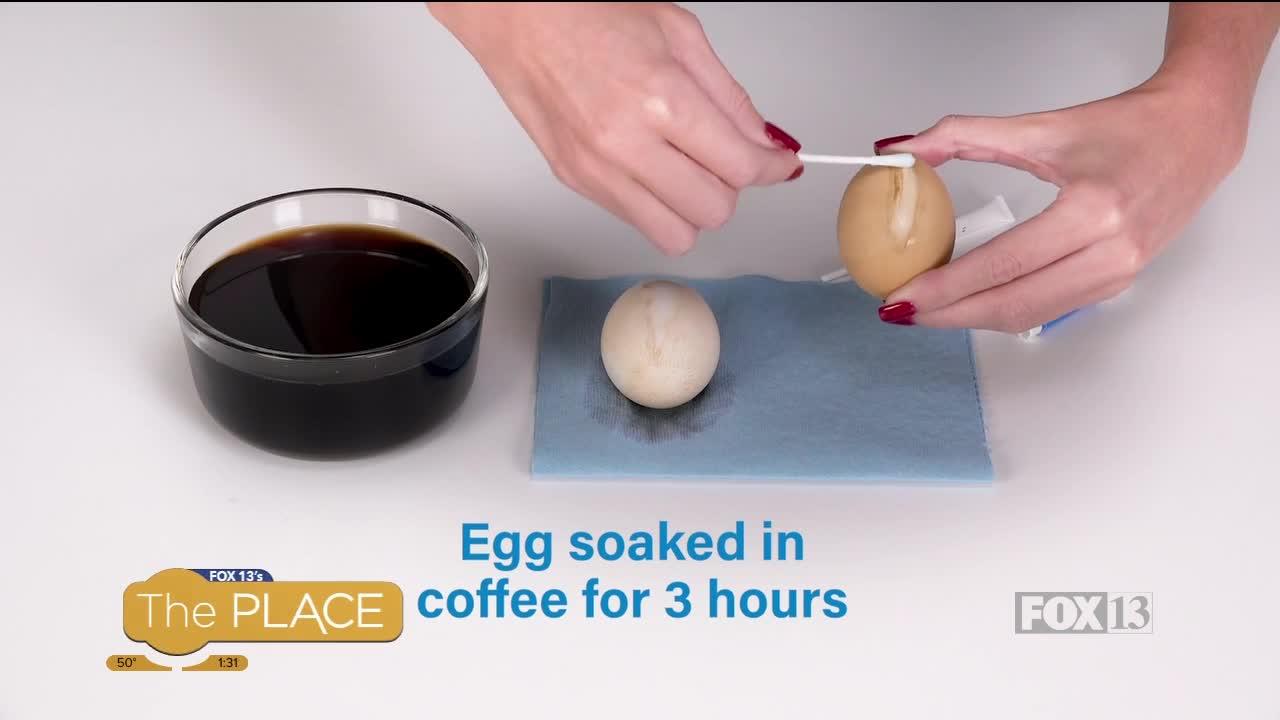 What is making these coffee-stained egg shells white again?
