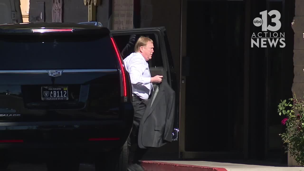WATCH | Raiders' owner Mark Davis arrives at Tina Tintor's funeral