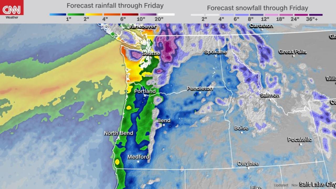 Warming up in the South and East as another atmospheric river hits the Pacific Northwest